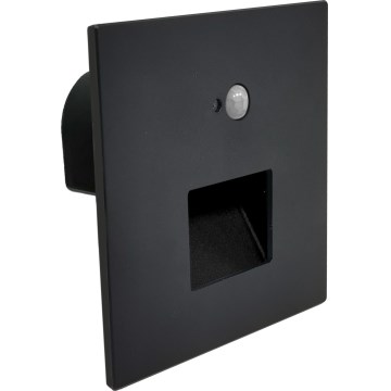 Brilagi - LED стълбищно осветително тяло с датчик за движение и за здрач JACK LED/3W/230V 3000/4000/6500K IP65 черно