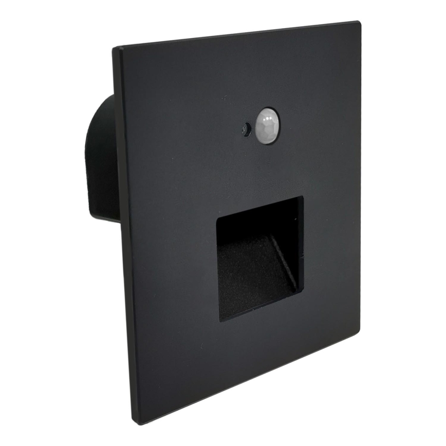 Brilagi - LED стълбищно осветително тяло с датчик за движение и за здрач JACK LED/3W/230V 3000/4000/6500K IP65 черно