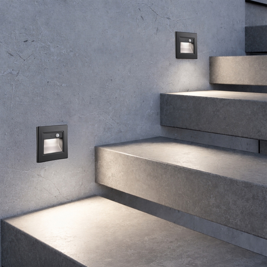 Brilagi - LED осветително тяло за стълби със сензор STEP LIGHT LED/1,5W/230V IP44 черно