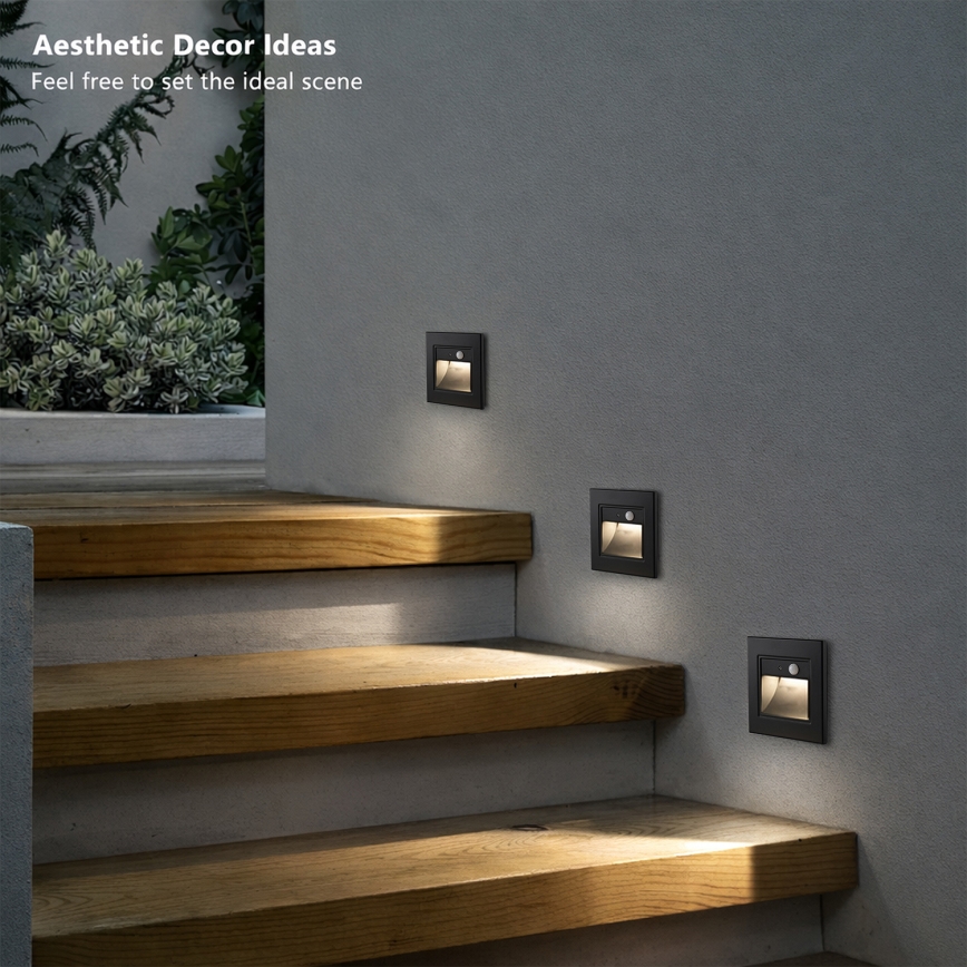 Brilagi - LED осветително тяло за стълби със сензор STEP LIGHT LED/1,5W/230V IP44 черно