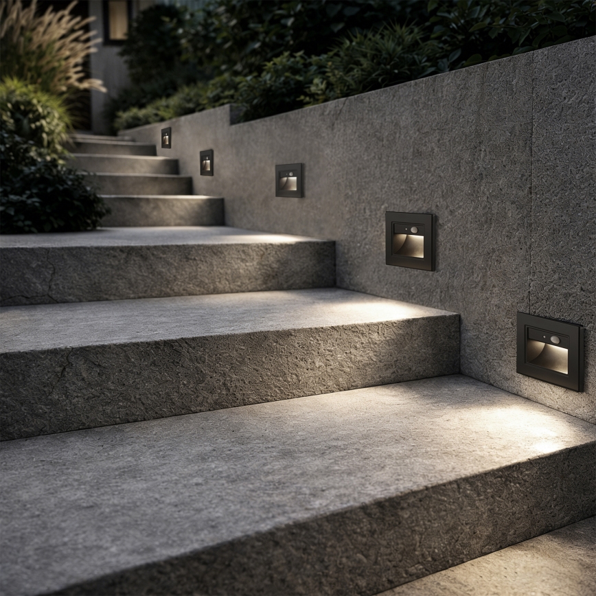 Brilagi - LED осветително тяло за стълби със сензор STEP LIGHT LED/1,5W/230V IP44 черно