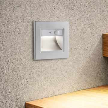 Brilagi - LED стълбищно осветително тяло със сензор STEP LIGHT LED/1,5W/230V IP44 сребристо