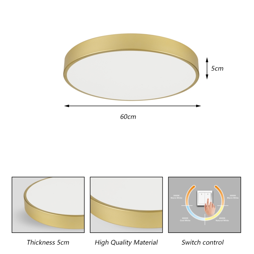 Brilagi - LED таванен осветител POOL LED/60W/230V 3000/4000/6000K, диаметър 60 см, златист