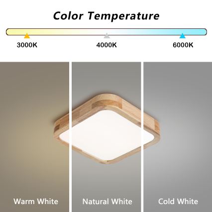 Brilagi - LED плафон WOODLINE SQUARE LED/32W/230V 3000/4000/6000K дъб 30x30 cm