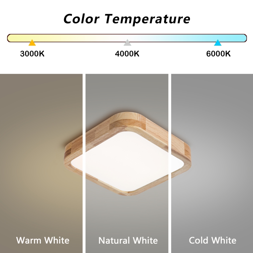 Brilagi - LED плафон WOODLINE SQUARE LED/32W/230V 3000/4000/6000K дъб 30x30 cm