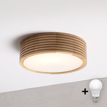Brilagi - LED таванен плафон CARVALHO MODERN 1xE27/60W/230V диаметър 27,5 см дъб