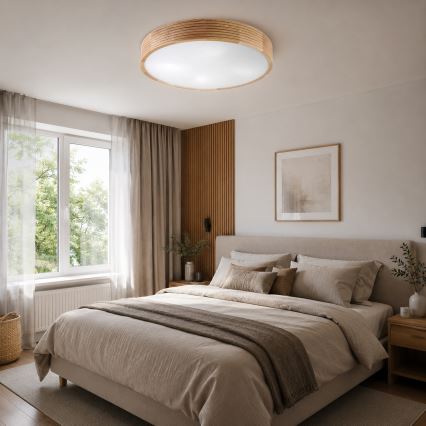 Brilagi - LED таванен плафон CARVALHO MODERN 4xE27/60W/230V дъб Ø 57,5 см