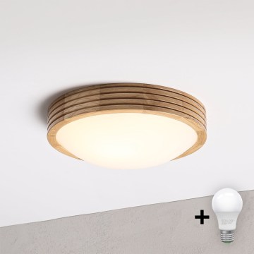 Brilagi - LED таванен плафон CARVALHO MODERN SLIM 1xE27/60W/230V Ø 27,5 см, дъб