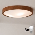 BRILAGI - LED таванен плафон CARVALHO SLIM 3xE27/15W/230V дъб/череша, диаметър 47 см