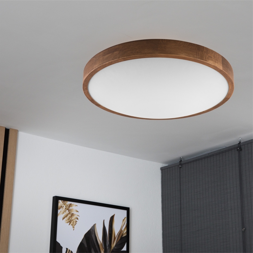 Brilagi - LED таванен плафон CARVALHO SLIM 3xE27/15W/230V дъб/череша, диаметър 47 см