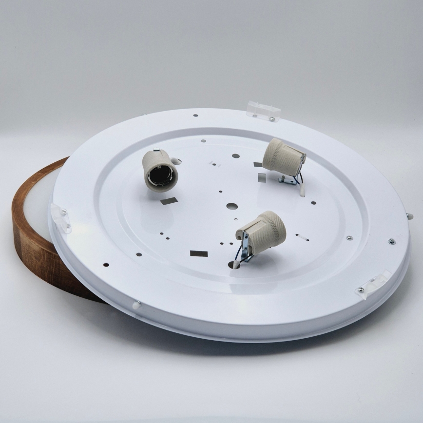 Brilagi - LED таванен плафон CARVALHO SLIM 3xE27/15W/230V дъб/череша, диаметър 47 см