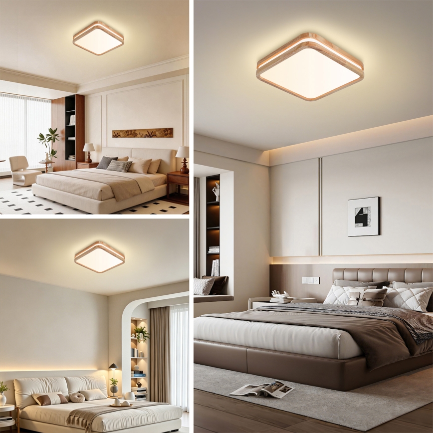 Brilagi - LED таванно осветително тяло MOLINA SQUARE LED/32W/230V 3000/4000/6000K дъб 30x30 см