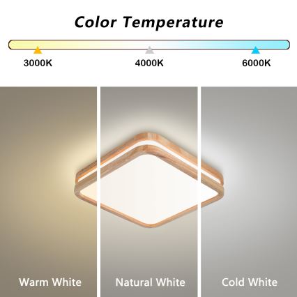 Brilagi - LED таванно осветително тяло MOLINA SQUARE LED/32W/230V 3000/4000/6000K дъб 30x30 см