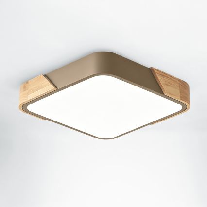 BRILAGI - LED таванен плафон PILANA SQUARE LED/24W/230V дъб/бежов 32x32 см