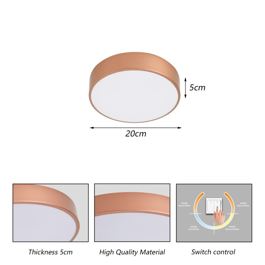 BRILAGI - LED таванно осветително тяло POOL LED/24W/230V 3000/4000/6000K, диаметър 20 см, медно
