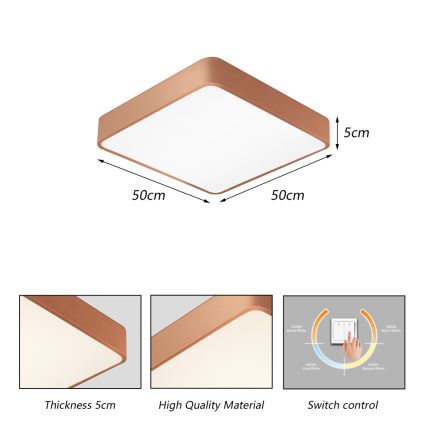 Brilagi - LED плафон POOL LED/48W/230V 3000/4000/6000K 50x50 cm бронзов