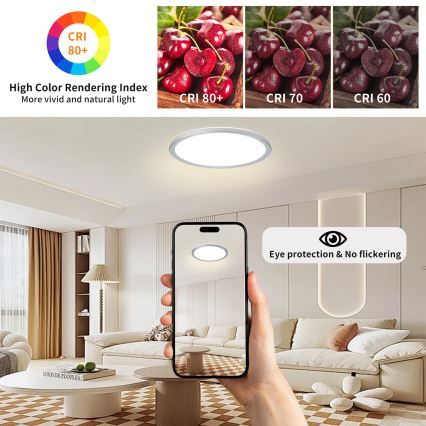 Brilagi - LED таванно осветително тяло за баня ULTRA SLIM LED/24W/230V Ø 42 см сребрист IP54