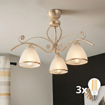 Brilagi - LED таванен полилей ANTICO 3xE27/60W/230V бяла патина