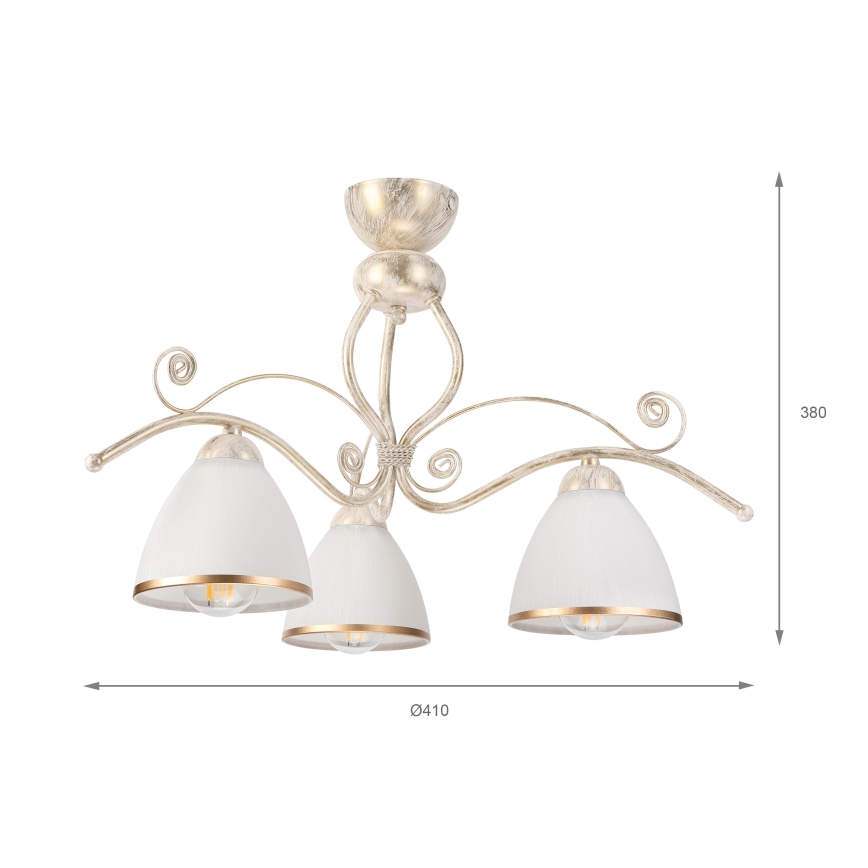 Brilagi - LED таванен полилей ANTICO 3xE27/60W/230V бяла патина
