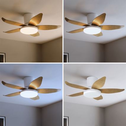 Brilagi - LED димируем таванен вентилатор LED/32W/230V 95 cm бял/кафяв + дистанционно управление