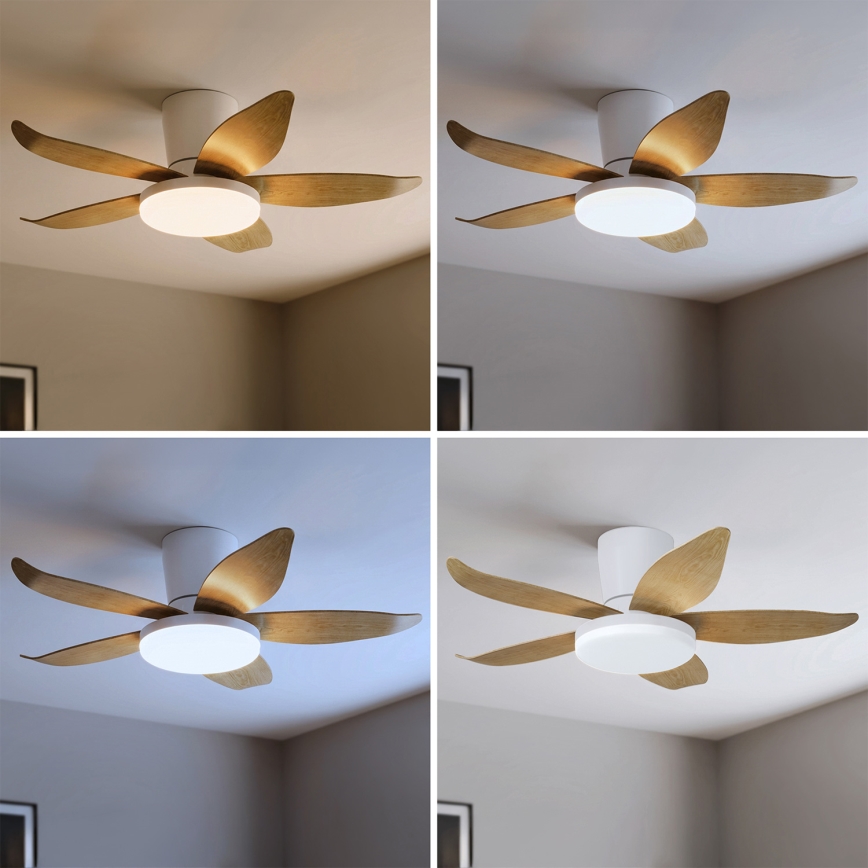 Brilagi - LED димируем таванен вентилатор LED/32W/230V 95 cm бял/кафяв + дистанционно управление