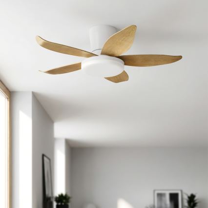 Brilagi - LED димируем таванен вентилатор LED/32W/230V 95 cm бял/кафяв + дистанционно управление