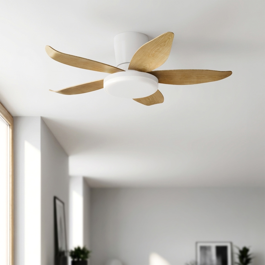 Brilagi - LED димируем таванен вентилатор LED/32W/230V 95 cm бял/кафяв + дистанционно управление