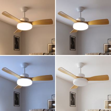 Brilagi - Димируем таванен вентилатор с LED, 34 W, 230 V, 3000-6500 K, Ø 106 см, бял/кафяв + дистанционно управление