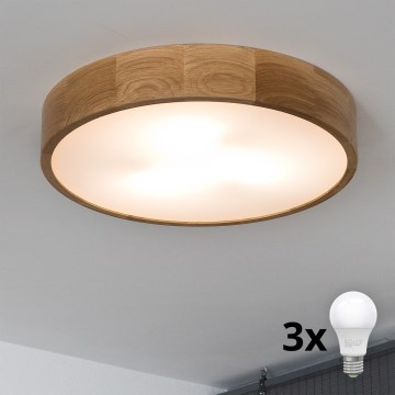 Brilagi - LED таванна лампа CARVALHO 3xE27/60W/230V дъб пр. 47,5 см