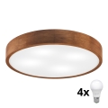 Brilagi - LED таванна лампа CARVALHO 4xE27/60W/230V дъб череша пр. 57,5 см