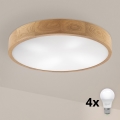 Brilagi - LED таванна лампа CARVALHO 4xE27/60W/230V дъб с диаметър 57,5 см