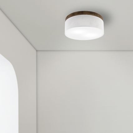 Brilagi - LED таванно осветително тяло BELLADONNA 2xE27/15W/230V Ø 40 см бяло/дъб орех