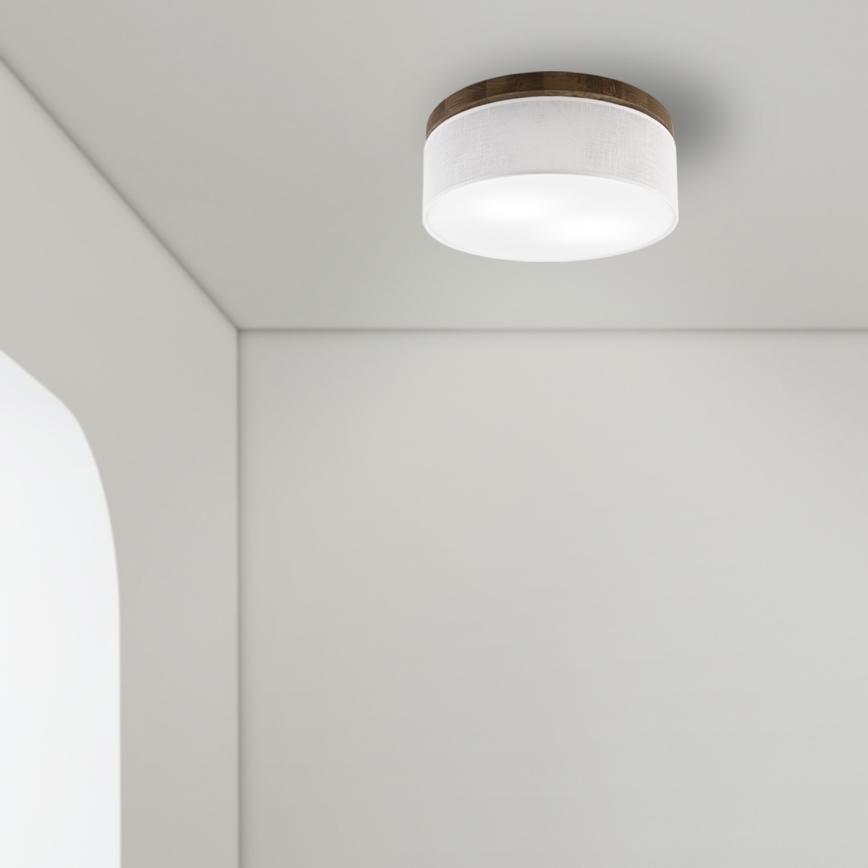 Brilagi - LED таванно осветително тяло BELLADONNA 2xE27/15W/230V Ø 40 см бяло/дъб орех