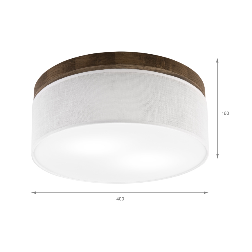 Brilagi - LED таванно осветително тяло BELLADONNA 2xE27/15W/230V Ø 40 см бяло/дъб орех