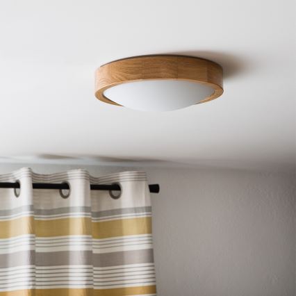 Brilagi - LED таванно осветително тяло CARVALHO SLIM 1xE27/60W/230V дъб, пр. 27 см