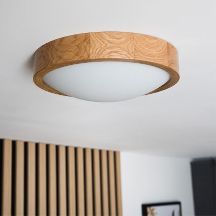 Brilagi - LED таванно осветително тяло CARVALHO SLIM 1xE27/60W/230V дъб, пр. 27 см