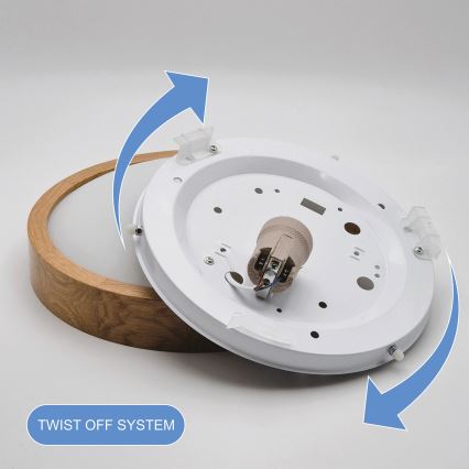 Brilagi - LED таванно осветително тяло CARVALHO SLIM 1xE27/60W/230V дъб, пр. 27 см