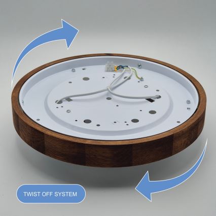 Brilagi - LED таванно осветително тяло CARVALHO SLIM 2xE27/60W/230V дъб череша Ø 37 см