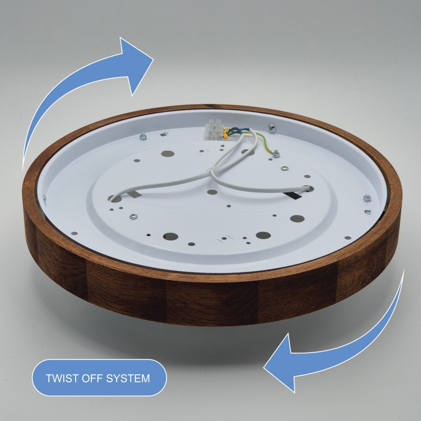 Brilagi - LED таванно осветително тяло CARVALHO SLIM 2xE27/60W/230V дъб череша Ø 37 см