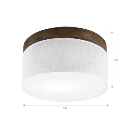 Brilagi - LED таванно осветително тяло BELLADONNA 1xE27/15W/230V Ø 30 см бяло/дъб орех