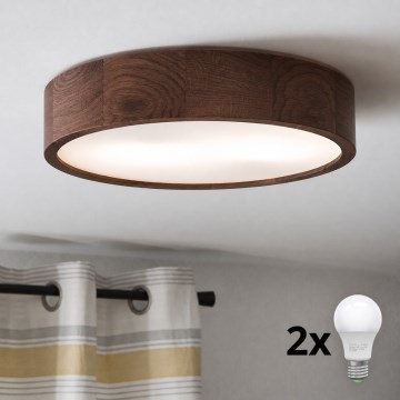 Brilagi - LED таванно осветително тяло CARVALHO 2xE27/15W/230V дъб/орех Ø 37 см