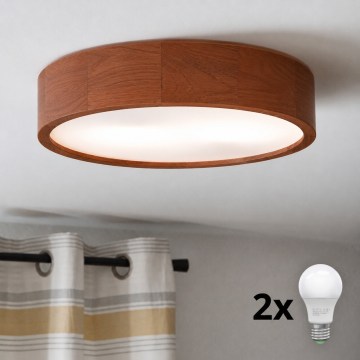 Brilagi - LED таванно осветително тяло CARVALHO 2xE27/30W/230V дъб/череша Ø 37 см