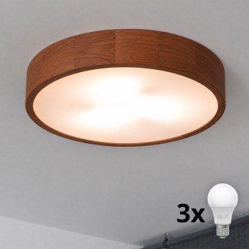 Brilagi - LED таванно осветително тяло CARVALHO 3xE27/45W/230V дъб/череша, диаметър 47 см