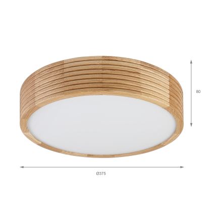 Brilagi - LED таванно осветително тяло CARVALHO MODERN 2xE27/60W/230V Ø 37,5 см дъб