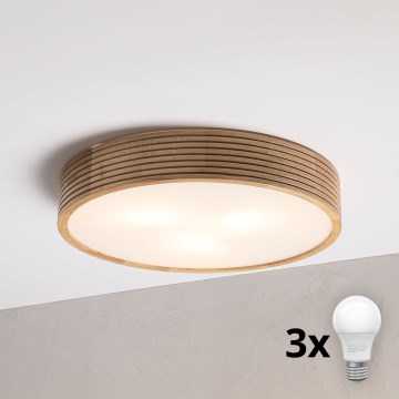 Brilagi - LED таванно осветително тяло CARVALHO MODERN 3xE27/60W/230V диаметър 47,5 см дъб