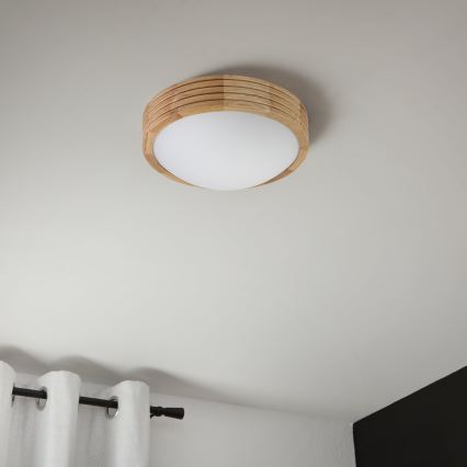 Brilagi - LED таванен плафон CARVALHO MODERN SLIM 1xE27/60W/230V Ø 27,5 см, дъб