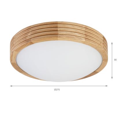 Brilagi - LED таванен плафон CARVALHO MODERN SLIM 1xE27/60W/230V Ø 27,5 см, дъб