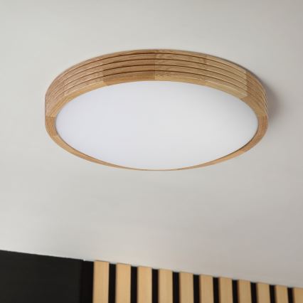 Brilagi - LED таванно осветително тяло CARVALHO MODERN SLIM 2xE27/60W/230V Ø 37,5 см дъб
