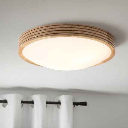 Brilagi - LED таванно осветително тяло CARVALHO MODERN SLIM 2xE27/60W/230V Ø 37,5 см дъб
