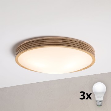 Brilagi - LED таванно осветително тяло CARVALHO MODERN SLIM 3xE27/60W/230V диаметър 47,5 см дъб
